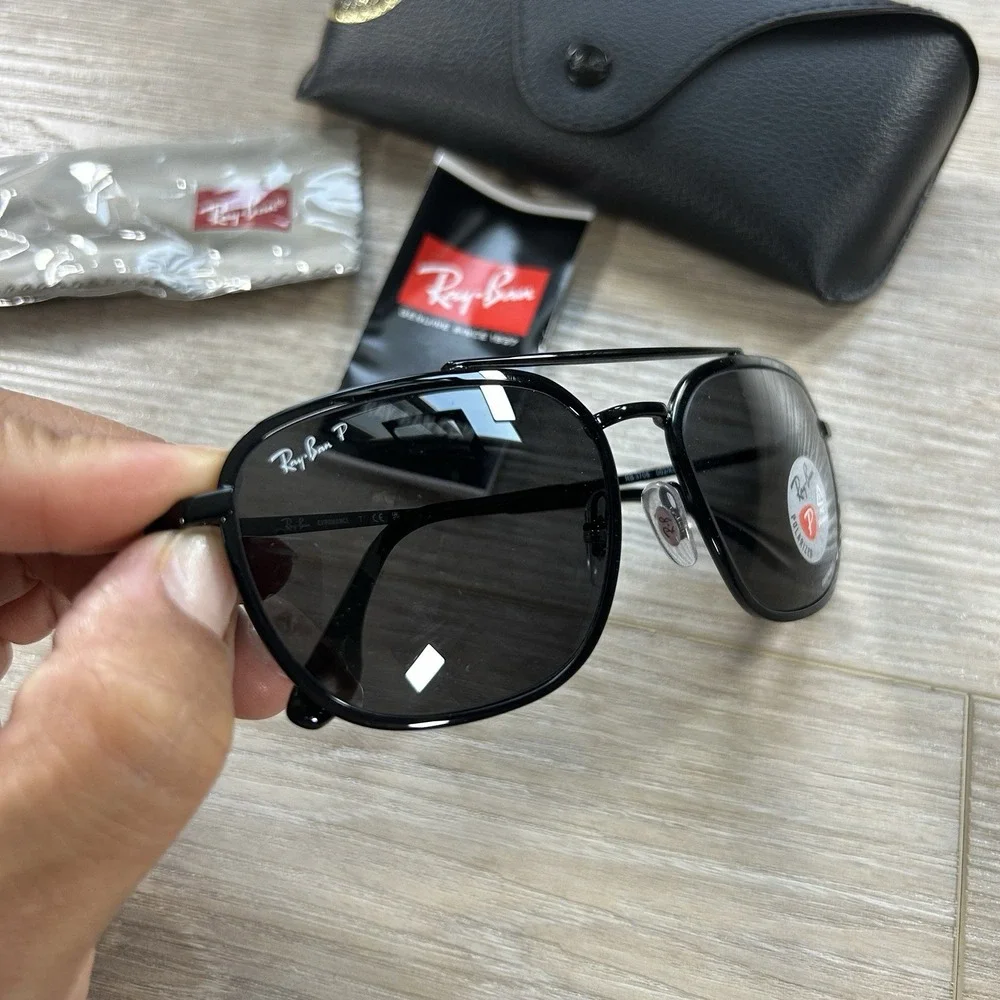 Ray-Ban RB 3708 002/K8 Sunglasses Black Polarized Chromance Glass 59mm with Case